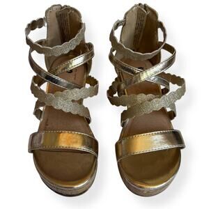 SO Jackfruit Girls Wedge Gold Strappy Sandals